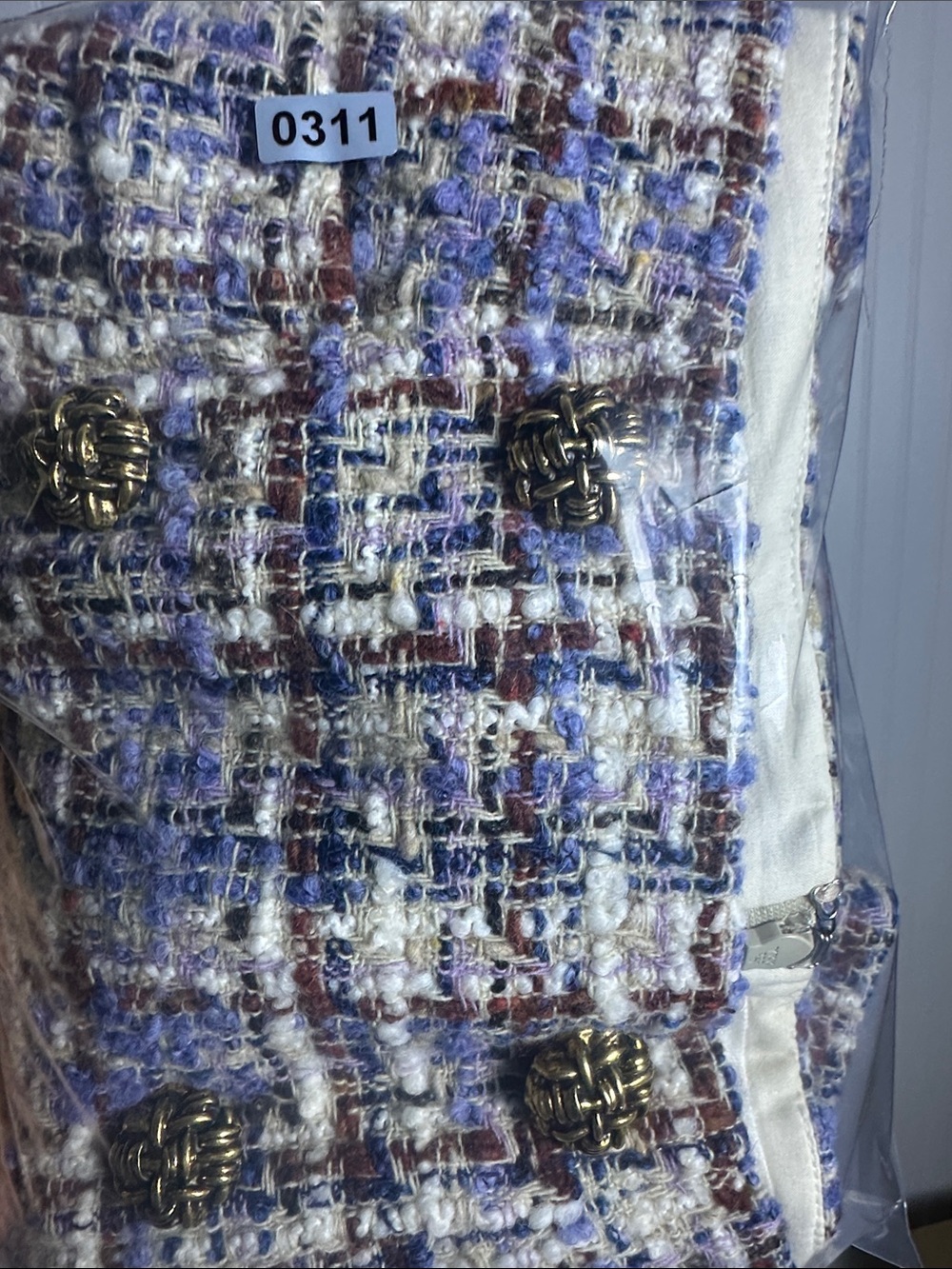 Ba&sh Texas Tweed Mini Skirt in a multicolor 40 woven design 1960s retro - Picture 14 of 14